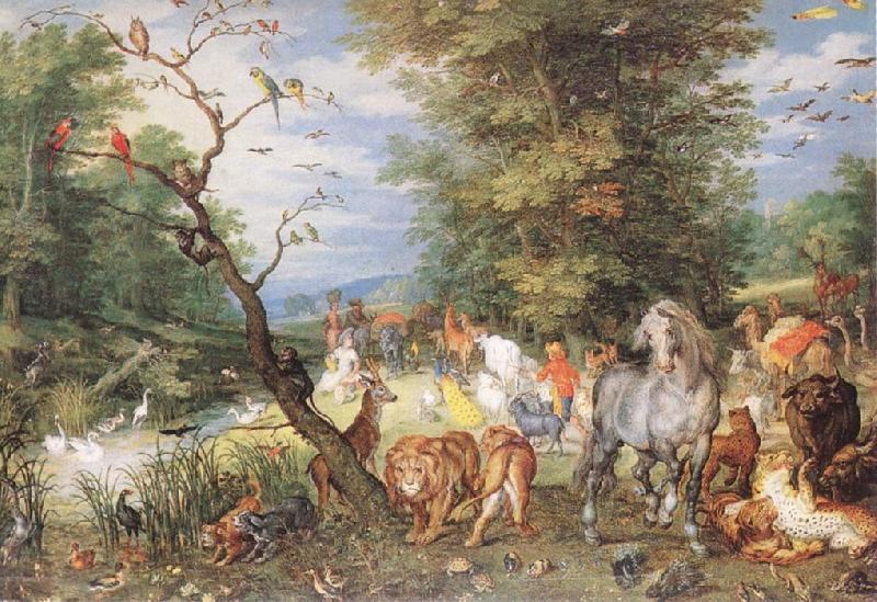 BRUEGHEL, Jan the Elder The Animals Entering the Ark  fggf Spain oil painting art